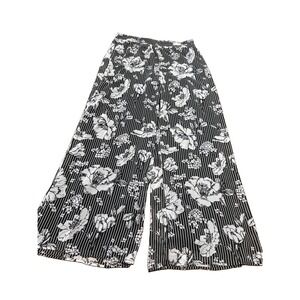 Established 1946 Wide Leg Palazzo L Knox Rose Lined Floral Black White Pants